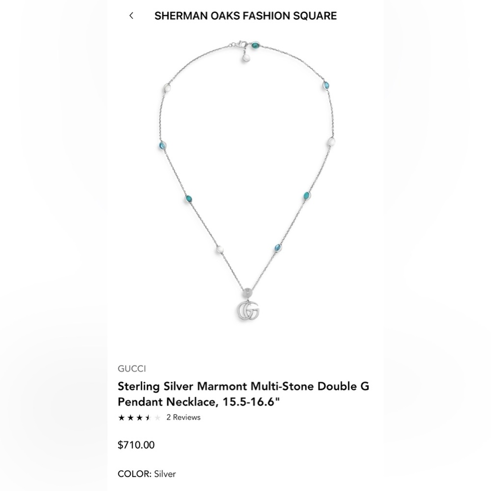 GUCCI
Sterling Silver Marmont Multi-Stone Double G
Pendant Necklace, 15.5-16.6"